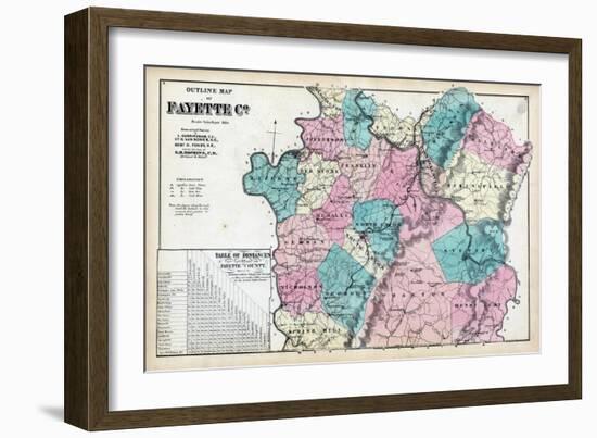 1872, Fayette County Outline Map, Pennsylvania, United States-null-Framed Giclee Print