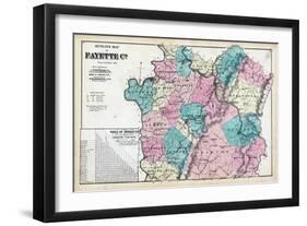 1872, Fayette County Outline Map, Pennsylvania, United States-null-Framed Giclee Print