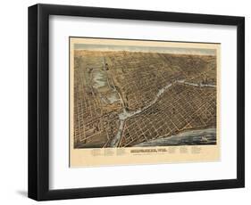 1872, Milwaukee Bird's Eye View, Wisconsin, United States-null-Framed Giclee Print