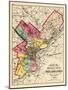 1872, Philadelphia County and City Outline Map, Pennsylvania, United States-null-Mounted Giclee Print