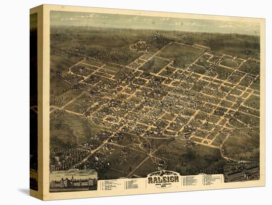 1872, Raleigh Bird's Eye View, North Carolina, United States-null-Stretched Canvas