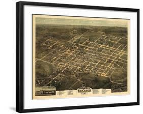 1872, Raleigh Bird's Eye View, North Carolina, United States-null-Framed Giclee Print