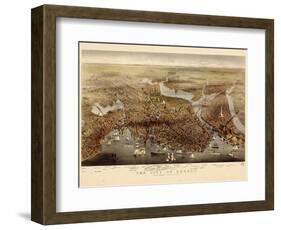 1873, Boston Bird's Eye View, Massachusetts, United States-null-Framed Giclee Print