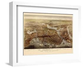 1873, Boston Bird's Eye View, Massachusetts, United States-null-Framed Giclee Print