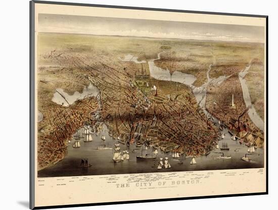 1873, Boston Bird's Eye View, Massachusetts, United States-null-Mounted Giclee Print