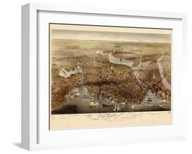 1873, Boston Bird's Eye View, Massachusetts, United States-null-Framed Giclee Print