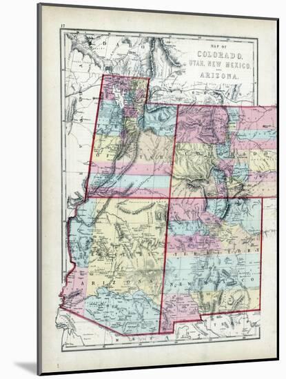 1873, Colorado, Utah, New Mexico, Arizona, USA-null-Mounted Giclee Print