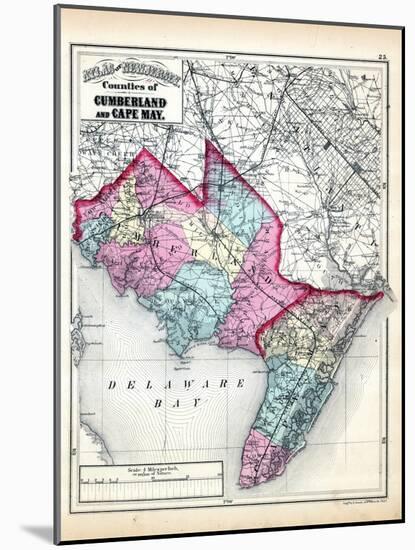 1873, Cumberland and Cape May Counties Map, New Jersey, United States-null-Mounted Giclee Print