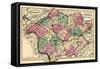 1873, Hunterdon and Somerset County Topographical Map, New Jersey, United States-null-Framed Stretched Canvas