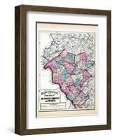 1873, Hunterdon, Somerset and Mercer Counties Map, New Jersey, United States-null-Framed Giclee Print