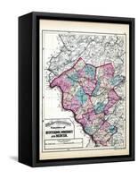 1873, Hunterdon, Somerset and Mercer Counties Map, New Jersey, United States-null-Framed Stretched Canvas