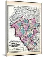 1873, Hunterdon, Somerset and Mercer Counties Map, New Jersey, United States-null-Mounted Giclee Print