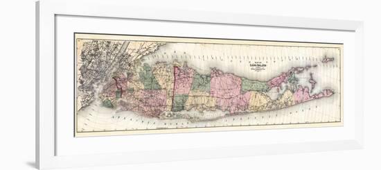 1873, Long Island Map, New York, United States-null-Framed Premium Giclee Print