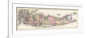 1873, Long Island Map, New York, United States-null-Framed Premium Giclee Print