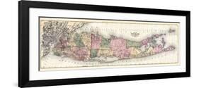 1873, Long Island Map, New York, United States-null-Framed Premium Giclee Print