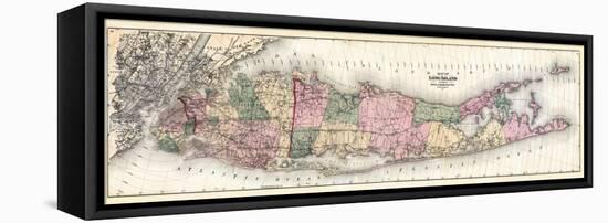1873, Long Island Map, New York, United States-null-Framed Stretched Canvas