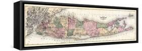 1873, Long Island Map, New York, United States-null-Framed Stretched Canvas