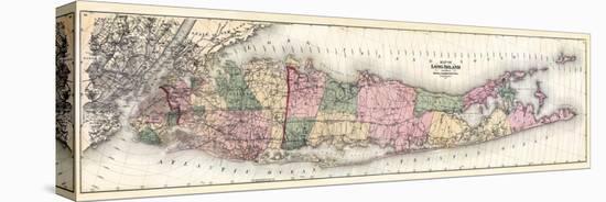 1873, Long Island Map, New York, United States-null-Stretched Canvas