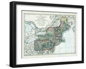 1873, Maine, New Hampshire, Vermont, Massachusetts, Rhode Island, Connecticut, New York, USA-null-Framed Giclee Print