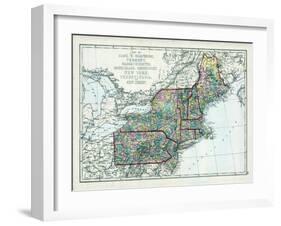 1873, Maine, New Hampshire, Vermont, Massachusetts, Rhode Island, Connecticut, New York, USA-null-Framed Giclee Print