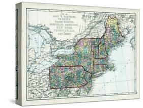 1873, Maine, New Hampshire, Vermont, Massachusetts, Rhode Island, Connecticut, New York, USA-null-Stretched Canvas