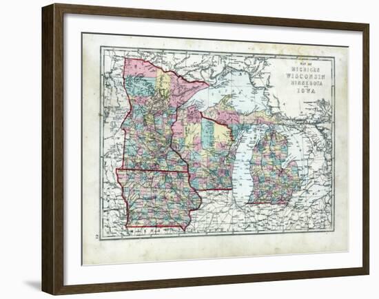 1873, Michigan, Wisconsin, Minnesota, Iowa, USA-null-Framed Giclee Print