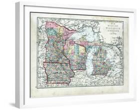 1873, Michigan, Wisconsin, Minnesota, Iowa, USA-null-Framed Giclee Print