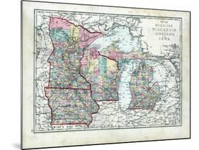 1873, Michigan, Wisconsin, Minnesota, Iowa, USA-null-Mounted Giclee Print