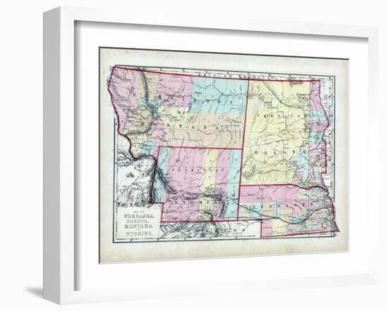 1873, Nebraska, Dakota, Montana, Wyoming, USA-null-Framed Giclee Print