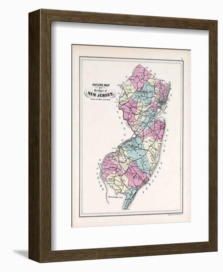 1873, New Jersey State Map, New Jersey, United States-null-Framed Giclee Print