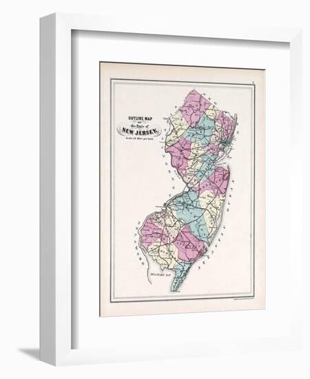 1873, New Jersey State Map, New Jersey, United States-null-Framed Giclee Print