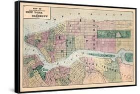 1873, New York and Brooklyn Cities Central Portions Map, New York, United States-null-Framed Stretched Canvas