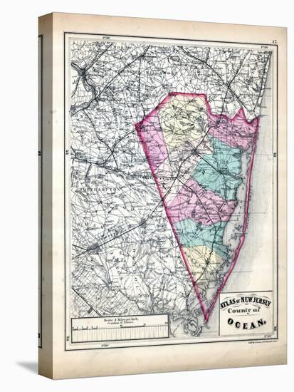 1873, Ocean County Map, New Jersey, United States-null-Stretched Canvas