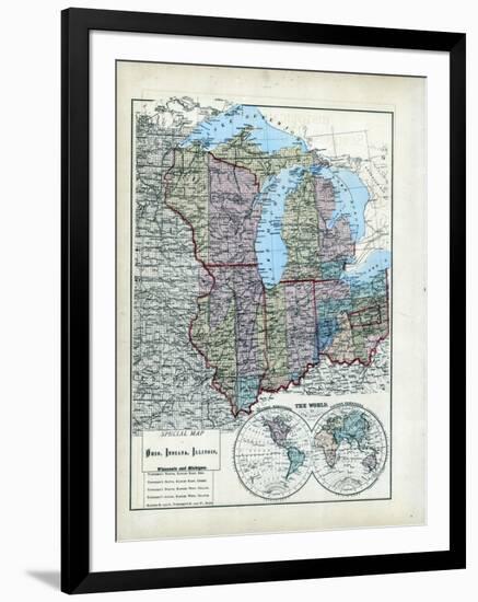 1873, Ohio, Indiana, Illinois, Wisconsin, Michigan, USA-null-Framed Giclee Print