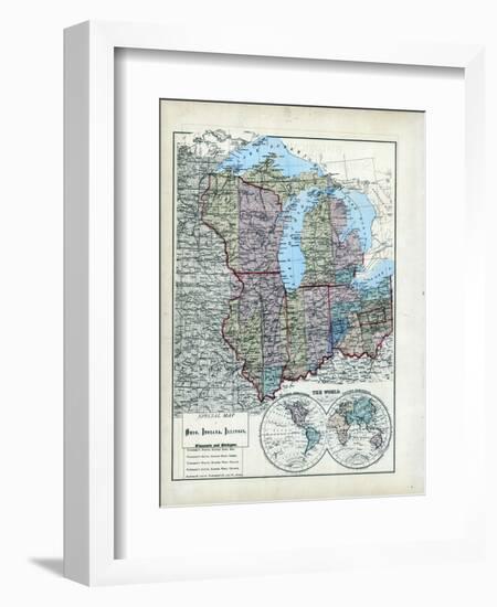 1873, Ohio, Indiana, Illinois, Wisconsin, Michigan, USA-null-Framed Giclee Print