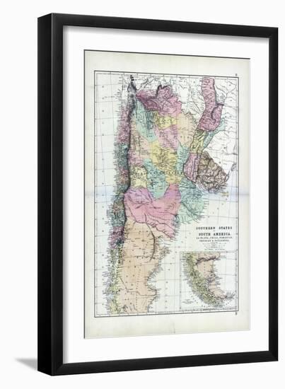 1873, South America, La Plata, Chili, Paraguay, Uruguay, Patagonia-null-Framed Premium Giclee Print