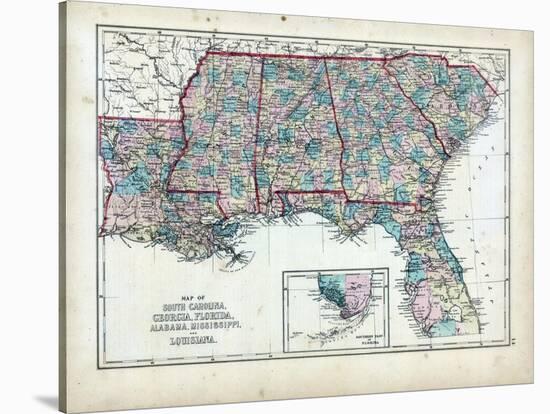 1873, South Carolina, Georgia, Florida, Alabama, Mississippi, Louisiana, USA-null-Stretched Canvas