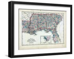 1873, South Carolina, Georgia, Florida, Alabama, Mississippi, Louisiana, USA-null-Framed Giclee Print