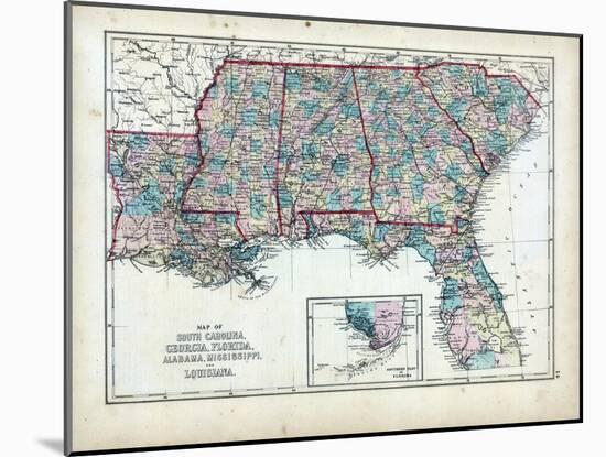 1873, South Carolina, Georgia, Florida, Alabama, Mississippi, Louisiana, USA-null-Mounted Giclee Print