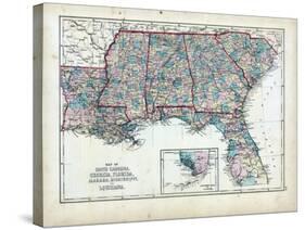 1873, South Carolina, Georgia, Florida, Alabama, Mississippi, Louisiana, USA-null-Stretched Canvas