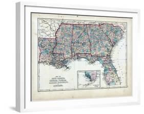 1873, South Carolina, Georgia, Florida, Alabama, Mississippi, Louisiana, USA-null-Framed Giclee Print