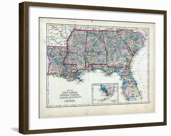 1873, South Carolina, Georgia, Florida, Alabama, Mississippi, Louisiana, USA-null-Framed Giclee Print