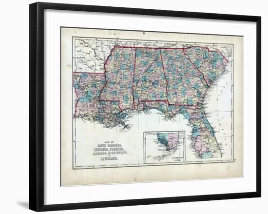 1873, South Carolina, Georgia, Florida, Alabama, Mississippi, Louisiana, USA-null-Framed Giclee Print