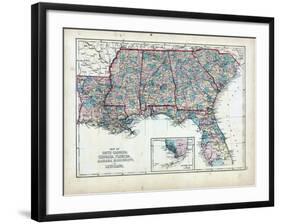 1873, South Carolina, Georgia, Florida, Alabama, Mississippi, Louisiana, USA-null-Framed Giclee Print