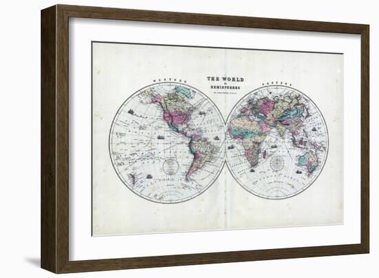 1873, The World in Hemispheres-null-Framed Giclee Print