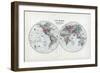 1873, The World in Hemispheres-null-Framed Giclee Print