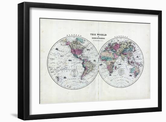 1873, The World in Hemispheres-null-Framed Giclee Print