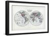 1873, The World in Hemispheres-null-Framed Giclee Print