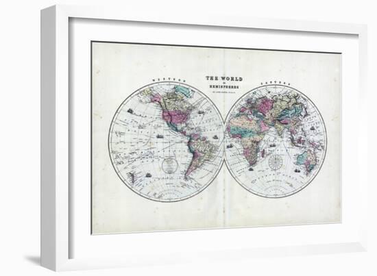 1873, The World in Hemispheres-null-Framed Giclee Print