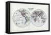 1873, The World in Hemispheres-null-Framed Stretched Canvas